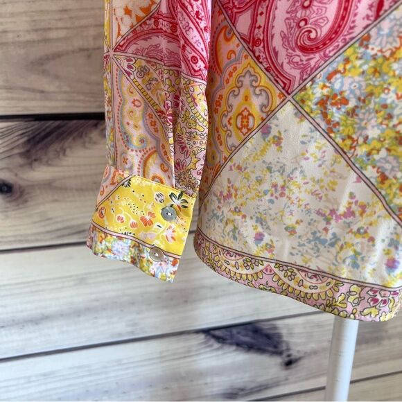 Rose + Olive Multicolor Patterned Long Sleeve Button Down Shirt - Picture 8 of 10